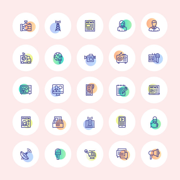 新闻业线性图标图片下载