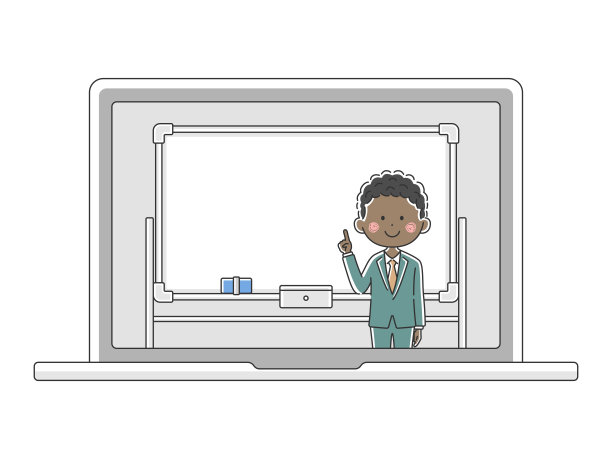 用笔记本电脑上在线课程的插图。图片下载