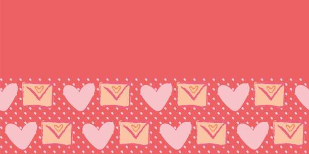 情人节情书信封圆点框架边界无缝模式图片下载