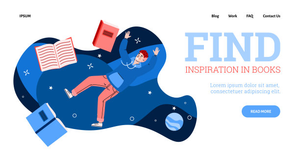 网站横幅为书店或在线有声书卡通矢量插图。图片下载