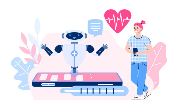 在线医疗应用聊天机器人，卡通矢量插图孤立。图片下载