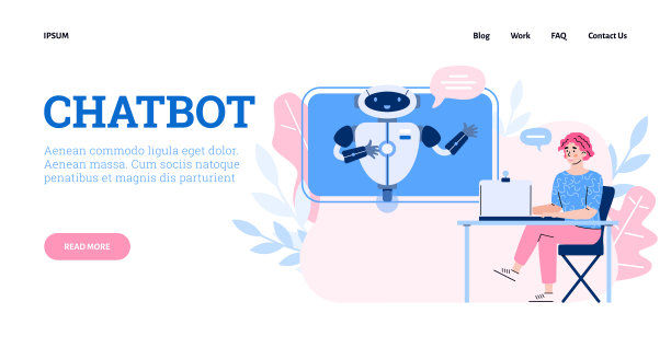 矢量着陆页面模板与应用聊天机器人服务支持客户。图片下载