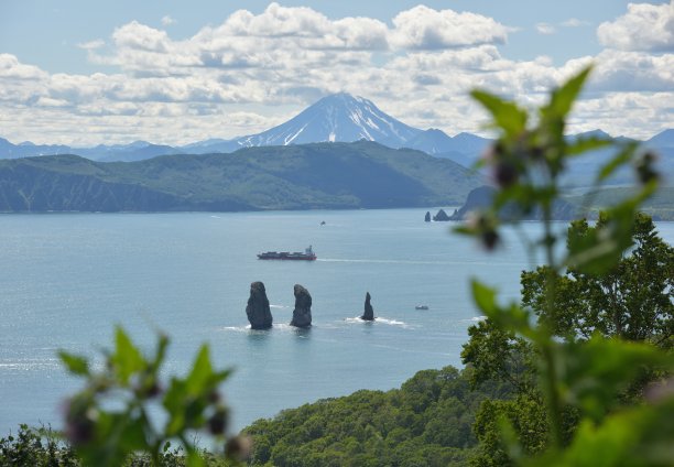 堪察加阿瓦恰湾火山全景图片下载