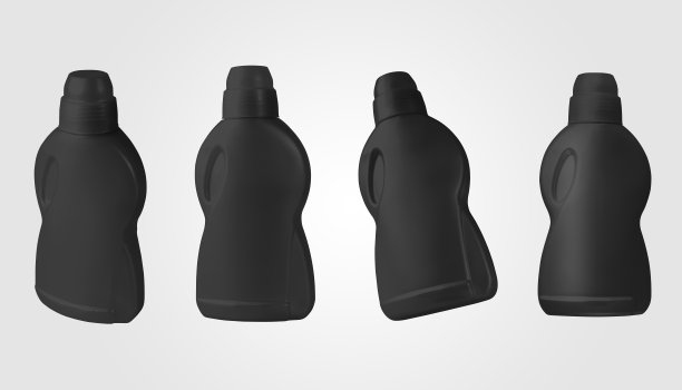 塑料黑色液体洗涤剂瓶模型，用于清洁，空容器的设计展示。图片下载