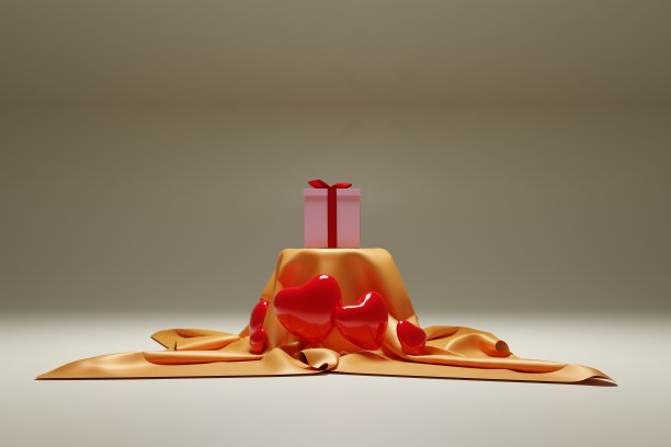 母亲节和情人节的心和礼物的3d插图图片下载
