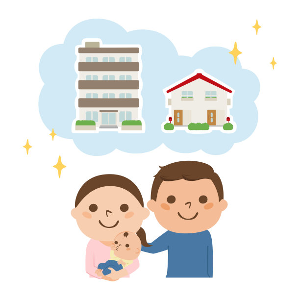 一对年轻夫妇的插图。女人和男人决定买一套公寓或房子。图片下载