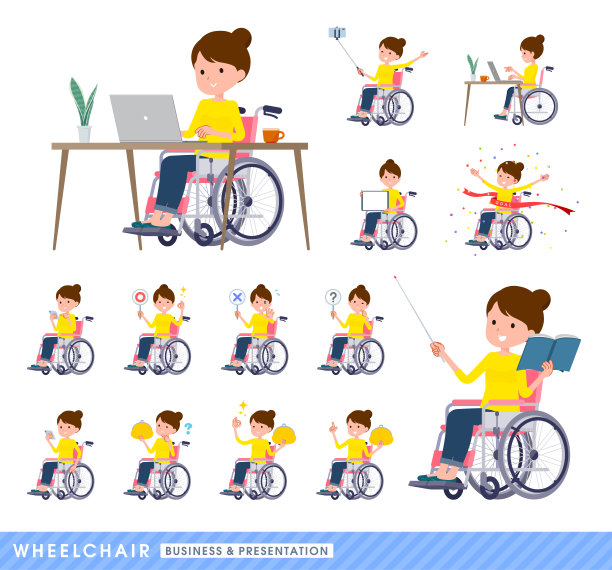 平型发髻，妈妈轮椅生意图片下载