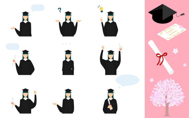 一个人在毕业典礼上穿着长袍和学位帽的姿势图片下载