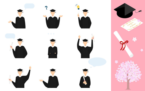 一个人在毕业典礼上穿着长袍和学位帽的姿势图片下载