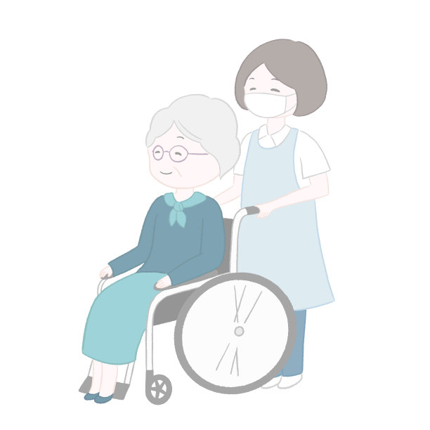 轮椅老奶奶及助工女〔只供助工面罩〕图片下载