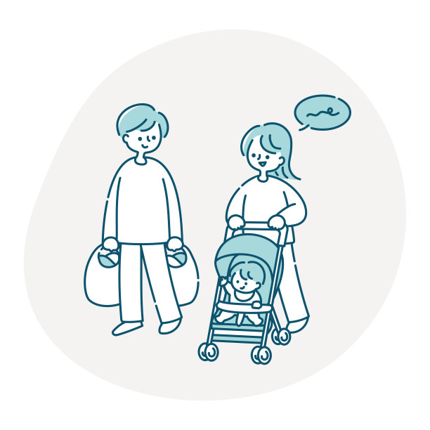 一对夫妇和婴儿购物回来图片下载