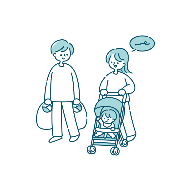 一对夫妇和婴儿购物回来图片下载