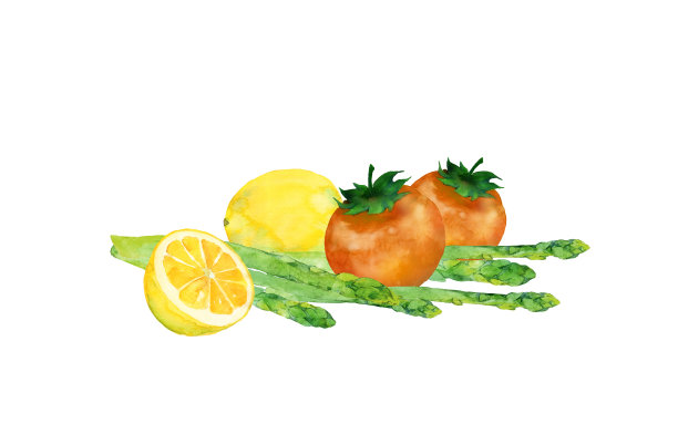 西红柿，芦笋，柠檬图片下载