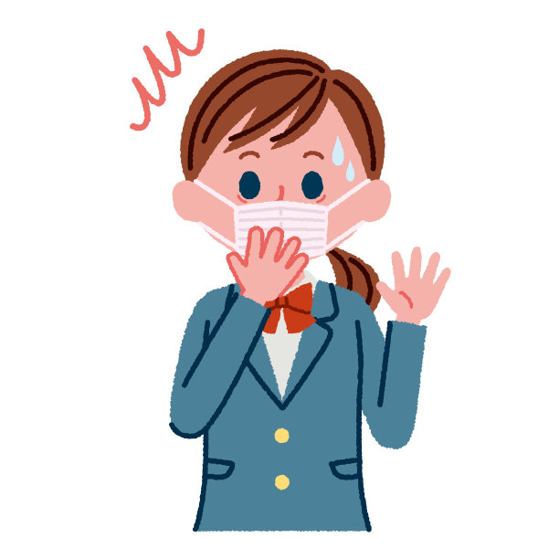 一个惊讶的高中女孩(戴着面具)的插图材料图片下载