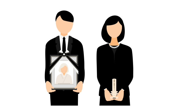 一对年轻夫妇站在太平间的牌匾旁-翻译过来就是死者姓名的样本图片下载