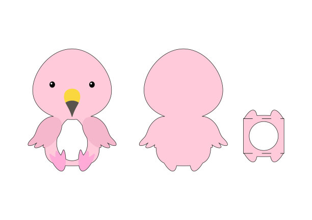 可爱的模切火烈鸟巧克力蛋持有人模板。复活节彩蛋的零售纸盒。可打印颜色方案。激光切割矢量模板。孤立矢量包装设计说明。图片下载