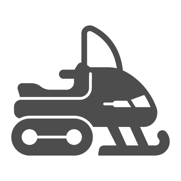 摩托车雪地车固体图标，冬季概念，极端冬季运输标志上的白色背景，雪地车图标在字形风格的移动概念，网页设计。矢量图形。图片下载