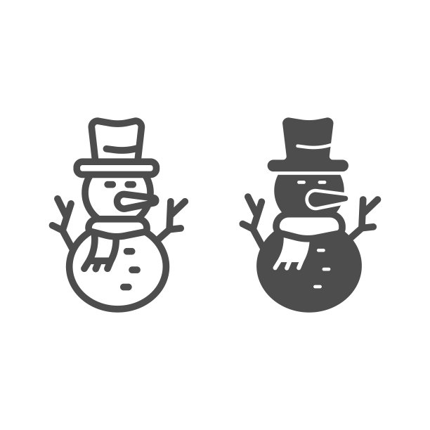 戴帽子围巾的雪人线性图标，冬季雪人概念，白色背景上的雪人标志，用于移动概念的网络设计的冬季雪人轮廓图标，矢量图形。图片下载