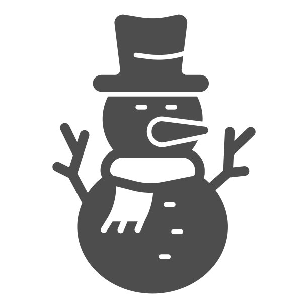 雪人在帽子与围巾固体图标，冬季的概念，雪人的标志在白色的背景，快乐的冬季雪人图标在字形风格的移动概念，网页设计。矢量图形。图片下载