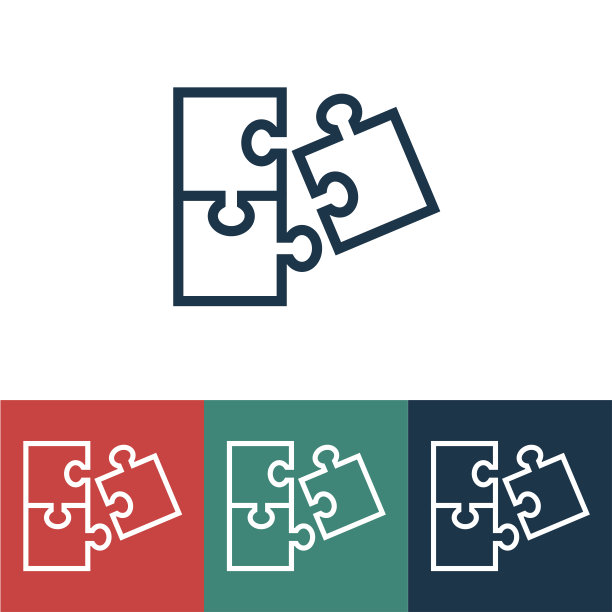 线性矢量图标与组装谜题图片下载