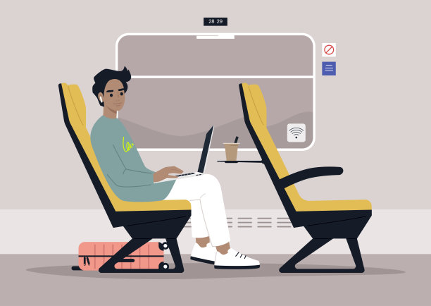 年轻的男性通勤者乘火车靠窗，现代的生活方式和旅行图片下载