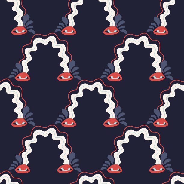 无缝图案与波浪形彩虹。眼泪汪汪的手绘彩虹。矢量股票装饰插图在黑暗的背景。图片下载