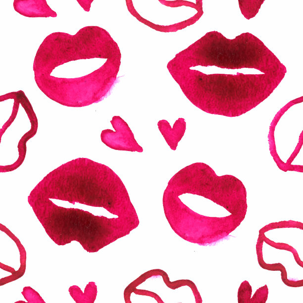 水彩的嘴唇。现代矢量无缝模式图片下载