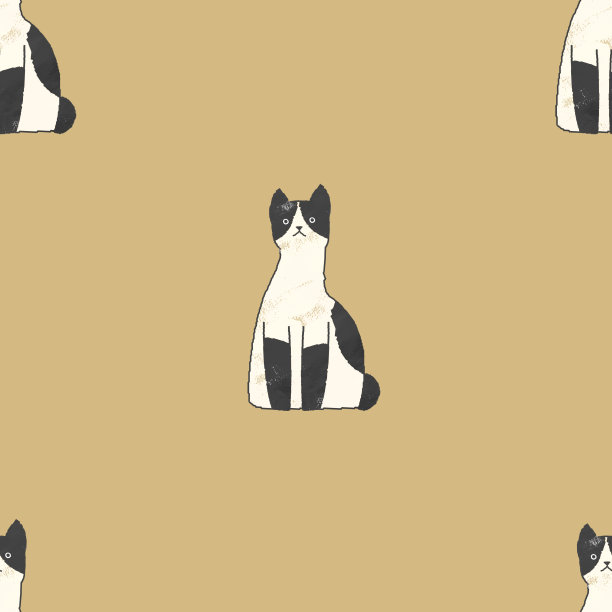 一种无缝图案的虎斑猫。图片下载