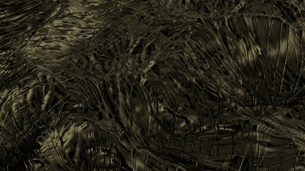 黄金抽象背景。深褐色黄波状表面分形锯齿状散点地形人工景观山。图像包含黑白效果。三维渲染图片下载