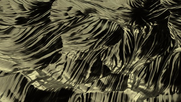 黄金抽象背景。深褐色黄波状表面分形锯齿状散点地形人工景观山。图像包含黑白效果。三维渲染图片下载