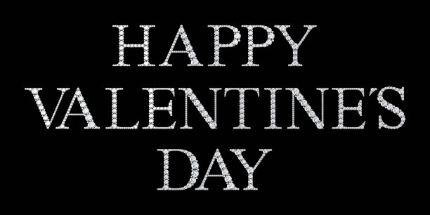 由黑色背景的钻石字母组成的情人节单词。三维渲染图片下载