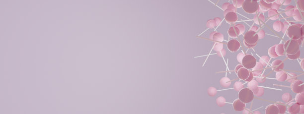 明亮的粉红色背景与许多草莓棒棒糖下落图片下载