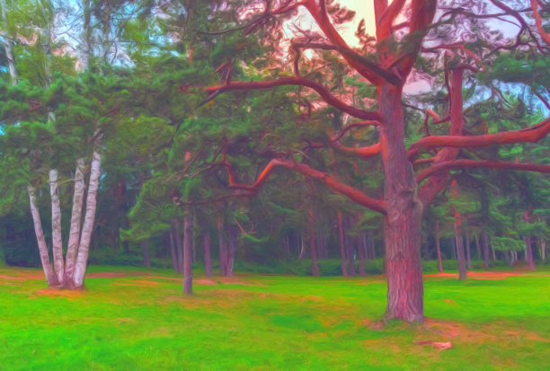 石油山水画图片下载