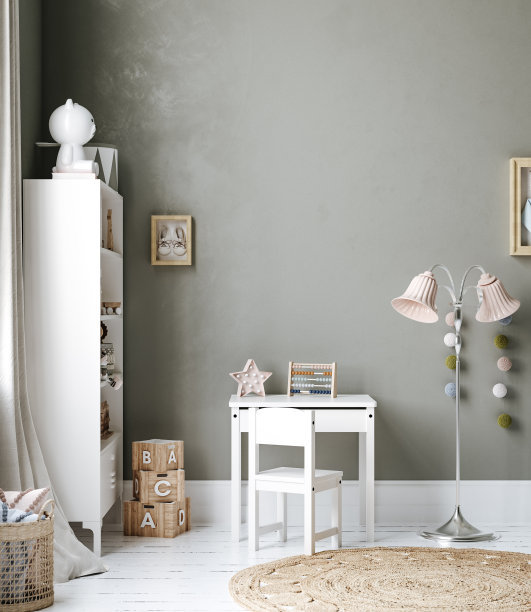 舒适的苗圃室内背景，斯堪的纳维亚风格图片下载