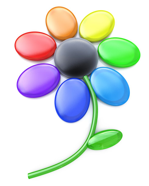 彩虹花-多色花瓣的雏菊花的设计与植物有关。三维演示图片下载