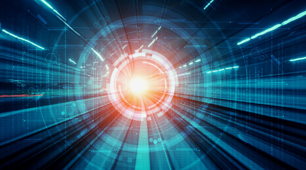 数字数据流与运动模糊的道路，以创建快速传输的视觉图片下载