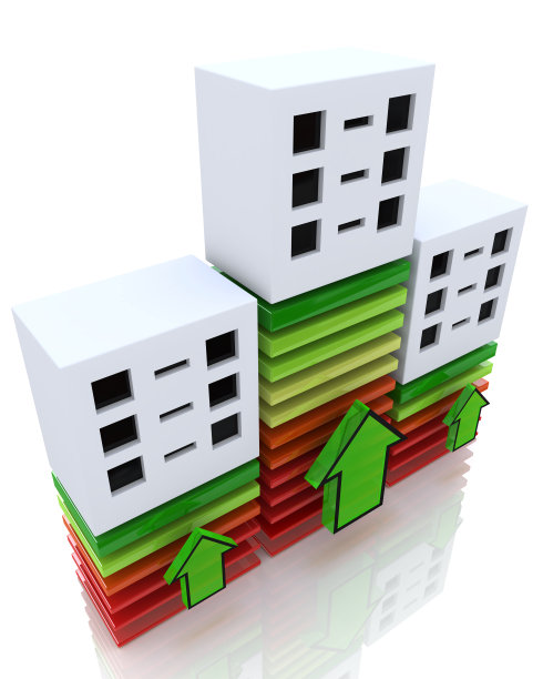 三维图形显示金融房地产的增长在设计有关经济房地产的信息。三维插图图片下载