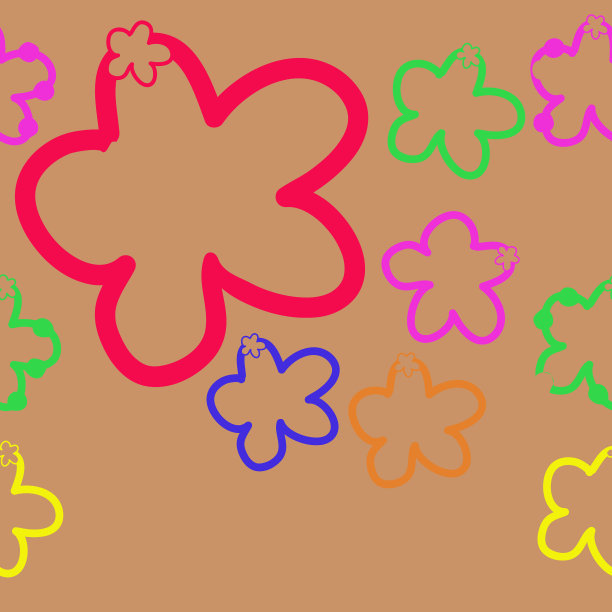 水平涂鸦彩色花与小花花瓣。手绘。图片下载