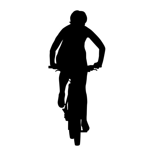 骑山地车的女人。孤立的矢量剪影。前视图。休闲自行车图片下载