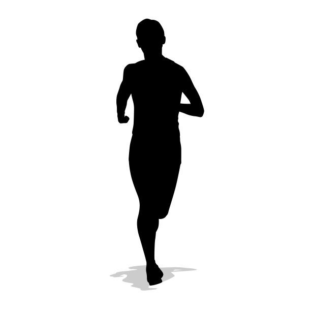 跑步的女人，孤立的矢量轮廓。前视图图片下载