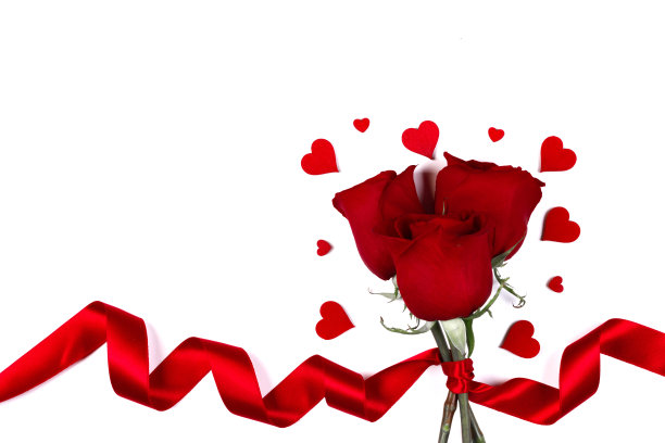 白色的玫瑰花和心形图片下载