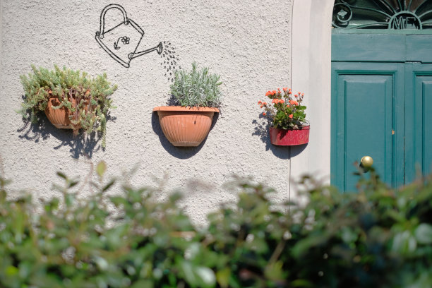 房子花园和喷壶图片下载