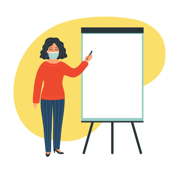 教师戴医用口罩预防冠状病毒病。图片下载