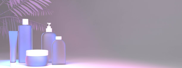 轻软看化妆品罐，喷雾瓶和管- 3d渲染插图图片下载