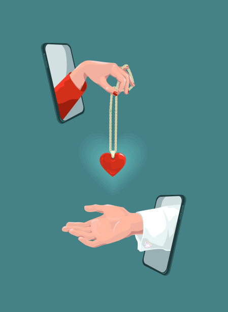 网上浪漫礼物、信息、约会和交流概念情人节、社交距离与COVID-19危机。图片下载