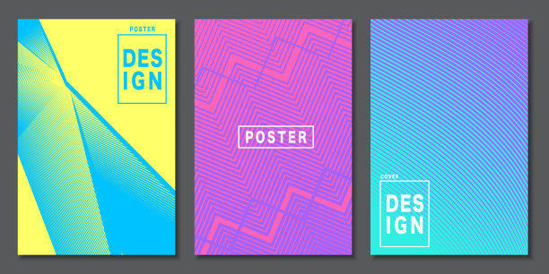 动态形状组成。最小的几何。发光的抽象的波。设计渐变蓝色，黄色，粉色和紫色的背景。向量模板设计。Eps10图片下载