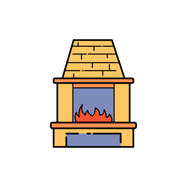 壁炉颜色线条图标。象形文字用于网页、手机应用、促销。图片下载