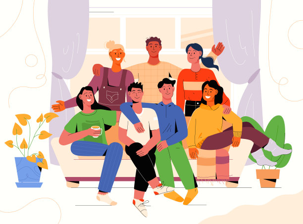 不同国籍的朋友聚会合影图片下载