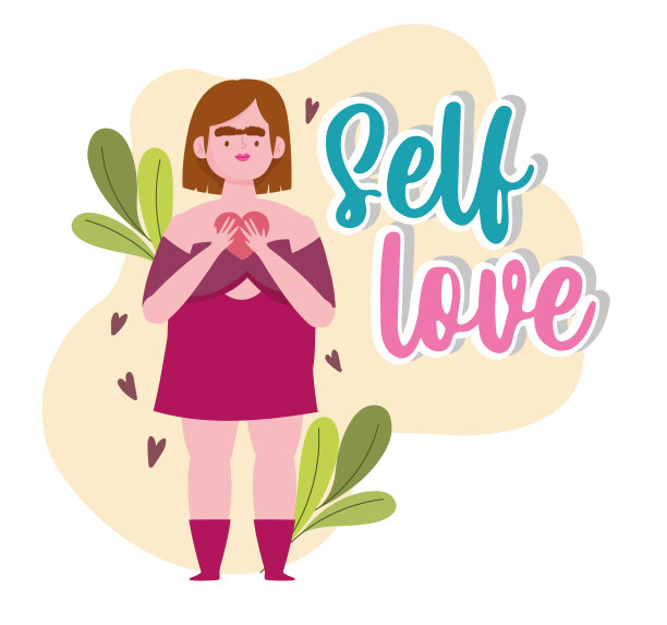 身材丰满的女人用爱心塑造卡通人物自爱图片下载