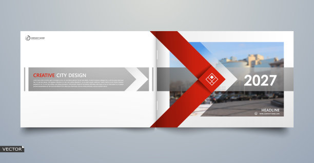 黑色，白色的商业书模型。A4宣传册封面设计。高科技信息横幅。标题页模型集。现代矢量头版艺术。城市住宅肌理。红色线框图标。传单文本字体。图片下载